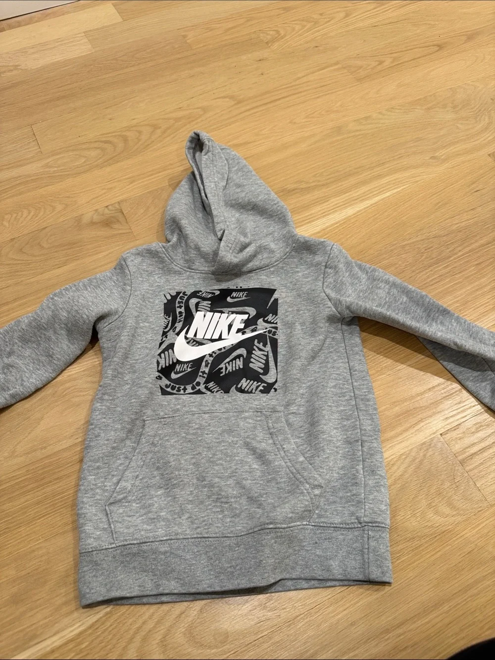 Nike Gray Crewneck Hoodie with Black Logo Graphic